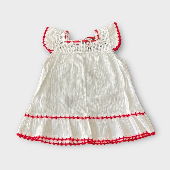 Girls Handmade Ladybug Embroidered Dress | White/Red | Sz 1 - Picture 3 of 4